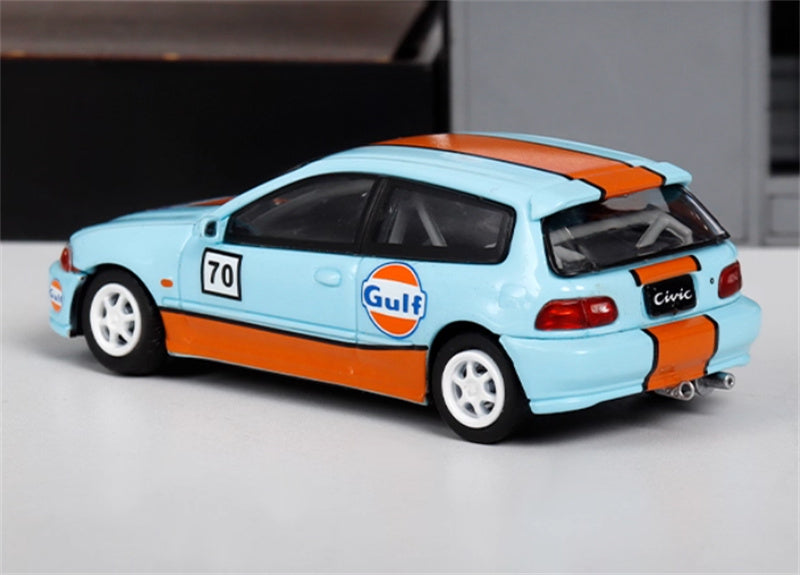 SW Honda Civic EG6 Gulf Painting Limited Edition 500PCS ONLY 1:64 Car Pre-built Model view2