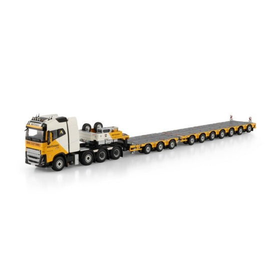 1:50 VOLVO AERTSSEN FH5 8X4 MANOOVR W/ 3 AXLE DOLLY 7 AXLE WSI Diecast Model