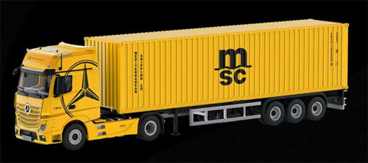 1:64 Mercedes-Benz Actros Yellow MSC TIMEMICRO x PERKA DIECAST Trailer & Tractor Model