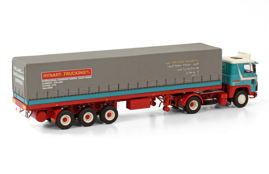 WSI SCANIA 1 SERIES 4X2 CLASSIC CURTAINSIDE TRAILER - 3 AXLE RYNART TRUCKING 1:50 Truck Pre-built Model