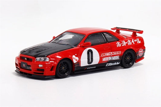 TimeMicro Nissan Skyline GTR34 Red #0 Regular Version Limited Edition 999PCS ONLY 1:64 car Pre-built Model view1