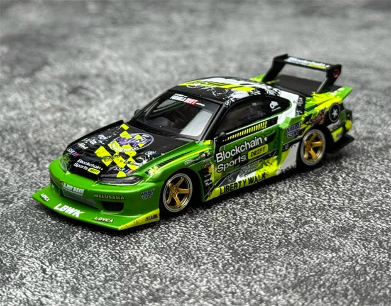 1:64 Nissan LB-Super Silhouette S15 Silvia #555 V2 Formula Drift Japan 2024 Green MINIGT DIECAST Model