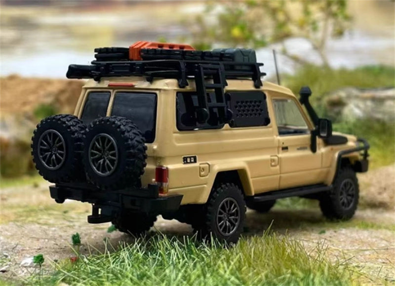 Autobots Models Toyota Land Cruiser LC78 J70 Off road modified version of personnel carrier light yellow 1:64 Truck Pre-built Model view4