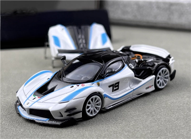 Little Toys Ferrari FXX-K EVO Supercar Limited Edition 399PCS ONLY White Blue Line #79 Special Edition 1:64 Car Pre-built Model view1