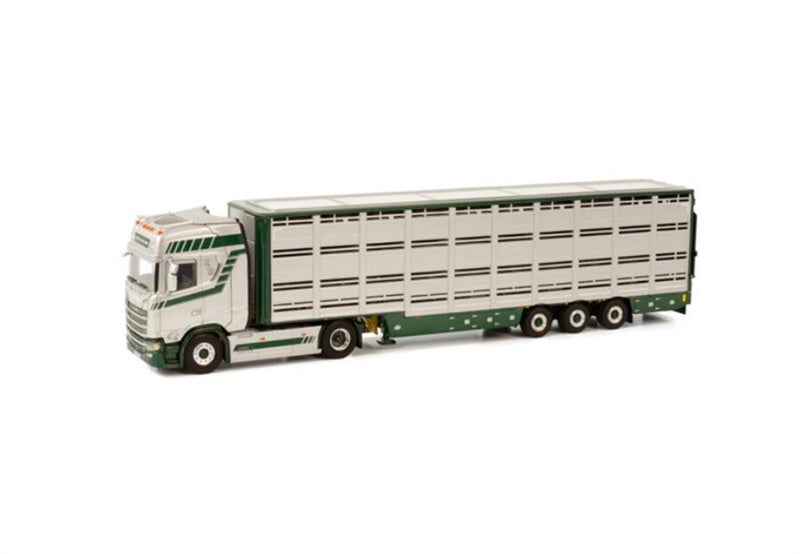 WSI SCANIA S HIGHLINE CS20H 4X2 LIVE STOCK TRAILER - 3 AXLE KEUS & MOLLINK 1:50 Truck Pre-built Model