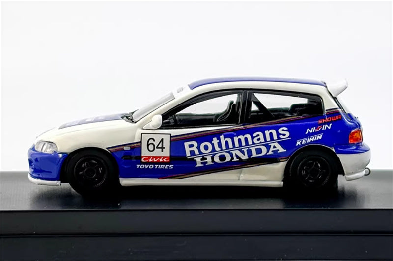 SW Honda Civic EG6 Blue White Rothmans Limited Edition 499PCS ONLY 1:64 Car Pre-built Model view4
