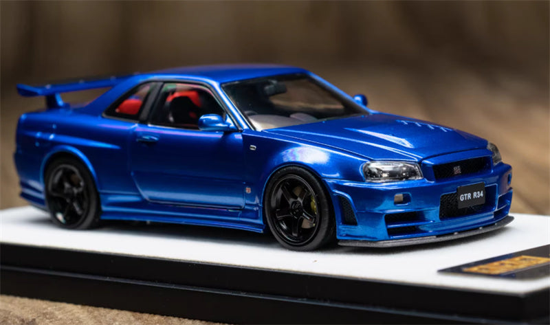 1:43 Nissan GTR Nismo R34 Z-TUNE  Metal Blue  PGM x onemodel Regular Edition White base w/ engine Limited Edition 688PCS ONLY DIECAST Car Model