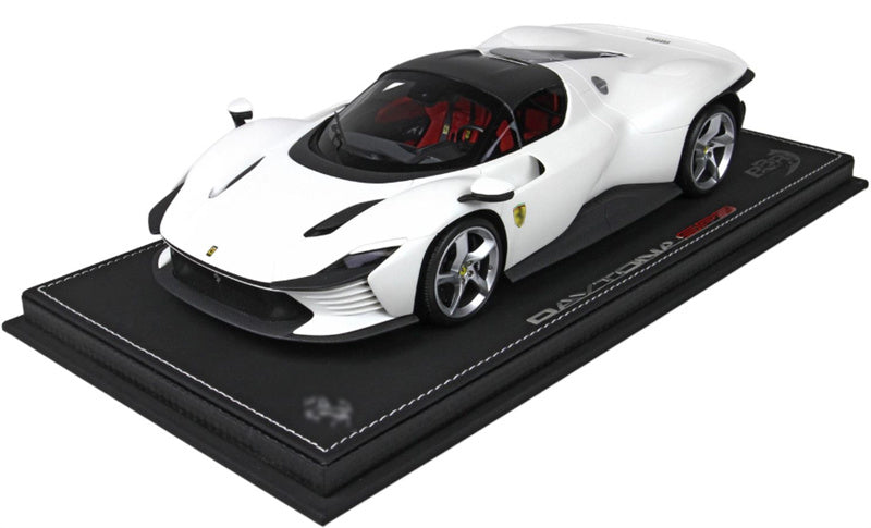 BBR MODELS Ferrari Daytona SP3 matte white Silver wheel black calipers Closed canopy carbon fiber roof Leather base Limited Edition 24PCS ONLY 1:18 Car Pre-built Model view1