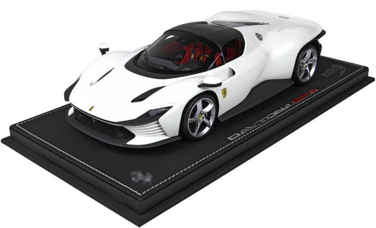 BBR MODELS Ferrari Daytona SP3 matte white Silver wheel black calipers Closed canopy carbon fiber roof Leather base Limited Edition 24PCS ONLY 1:18 Car Pre-built Model view1