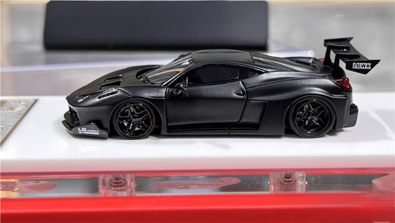 Flame Ferrari 458 GT LBWK wide body modified car Limited Edition 299PCS ONLY matte black 1:64 Car Pre-built Model view3