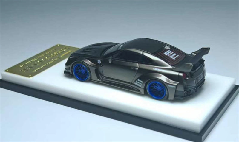 mymodelcollect Nissan 35GT-RR LBWK Limited Edition Electroplated Brushed Gray 1:64 Car Pre-built Model view2