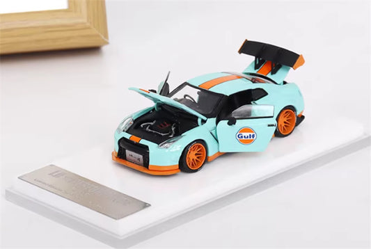 Oldtime Model Nissan GTR R35 LB PERFORMANCE wide body modification GULF 1:64 Car Pre-built Airliner Model Display view2