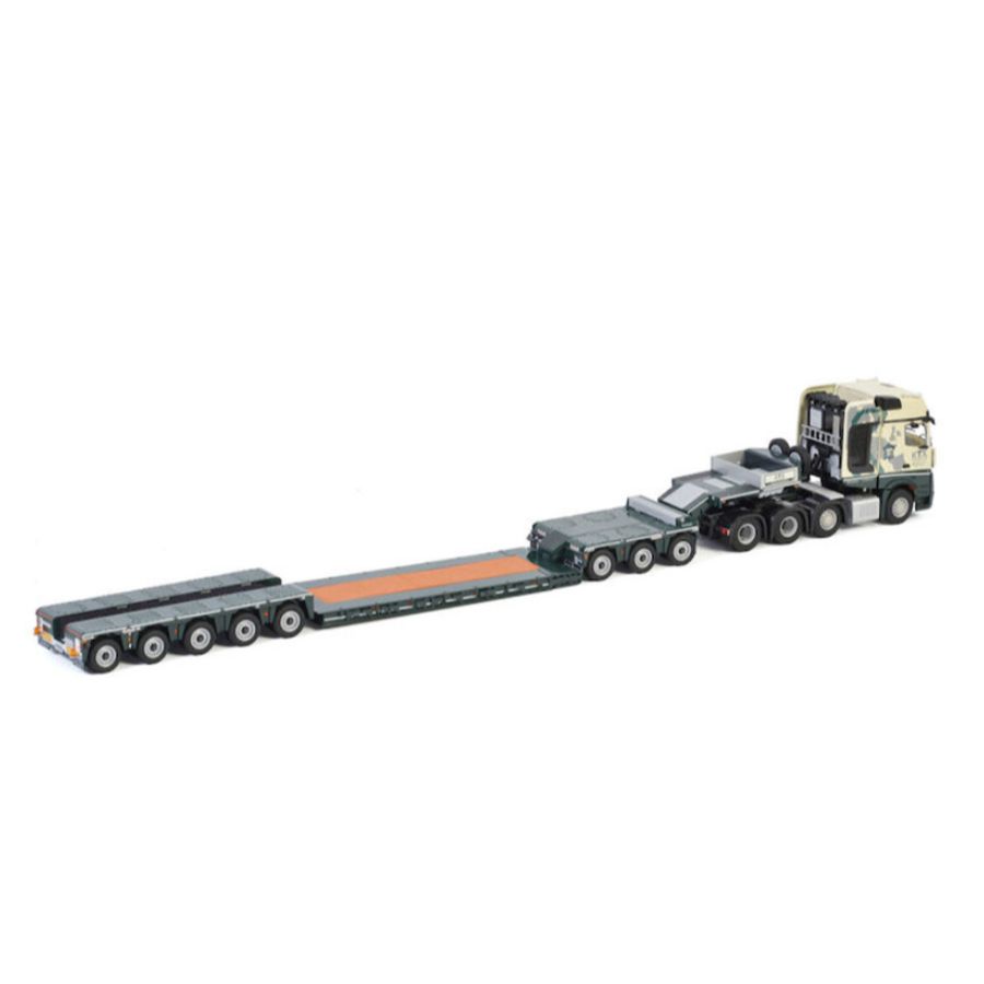 WSI  MB ACTROS MP4 SLT GIGA SPACE 8X4 LOW LOADER-5 AXLE DOLLY-3 AXLE TRANSPORT KTX 1:50 DIECAST Truck