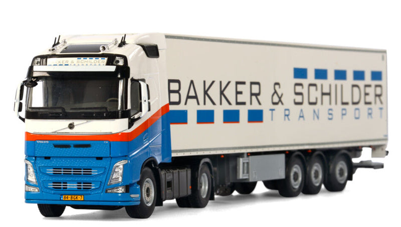 WSI VOLVO FH4 GL 4x2 BOX TRAILER - 3 AXLE Bakker & Schilder Transport 1:50 Truck Pre-built Model