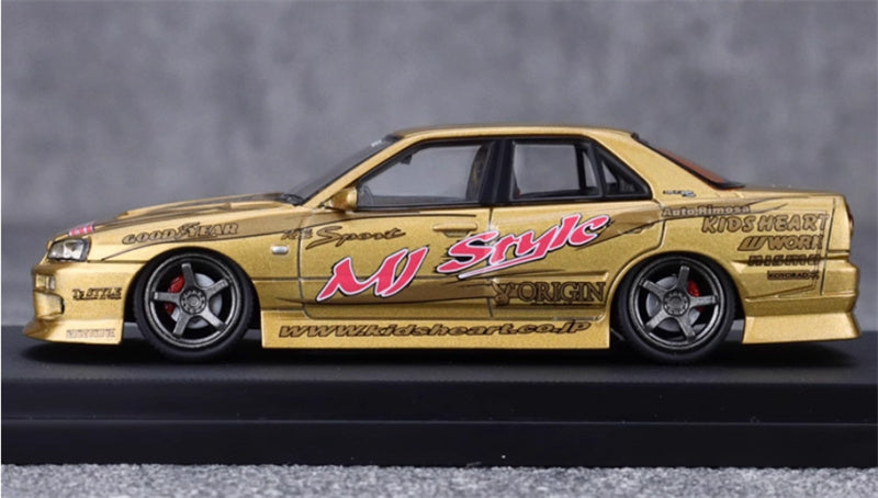 Mortal Nissan GTR ER34 25GT SKYLINE URAS Modified Edition MJ STYLE Gold Limited Edition 1:64 Car Pre-built Model view5