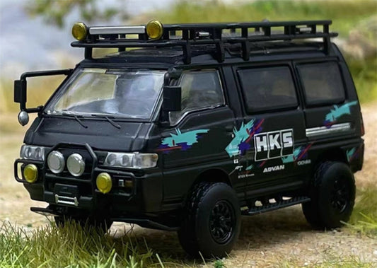 Autobots Models Mitsubishi Delica 3rd Generation Wagon 4X4 Off Road Modified Edition HKS coating w/ accessories 1:64 Car Pre-built Model view1