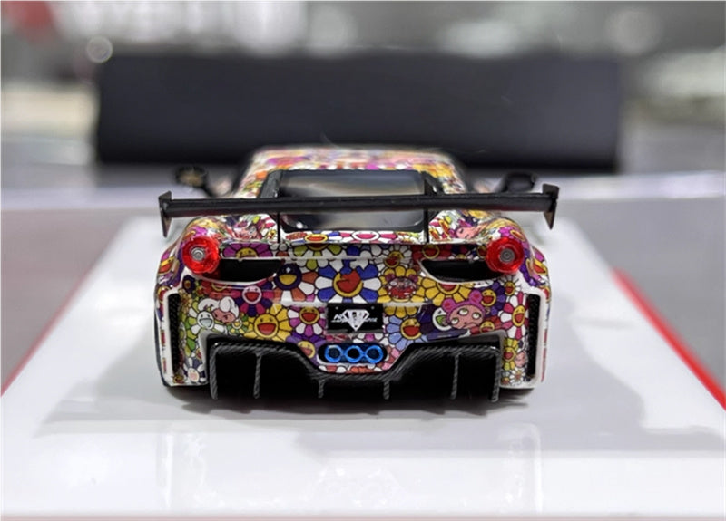 Flame Ferrari 458 GT LBWK wide body modified car Limited Edition 299PCS ONLY Sunflower coating noctilucent 1:64 Car Pre-built Model view6