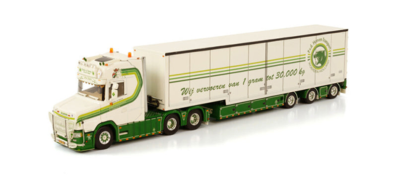 WSI VLASTUIN TORPEDO 6X2 TAG AXLE SEMI BOX TRAILER - 3 AXLE PATRICK V.D. HOEVEN 1:50 DIECAST Truck Lorry