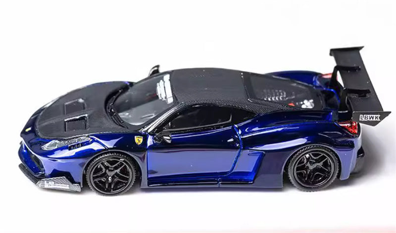 Flame Ferrari 458 GT LBWK wide body modified car Limited Edition 299PCS ONLY Metal Blue 1:64 Car Pre-built Model view3