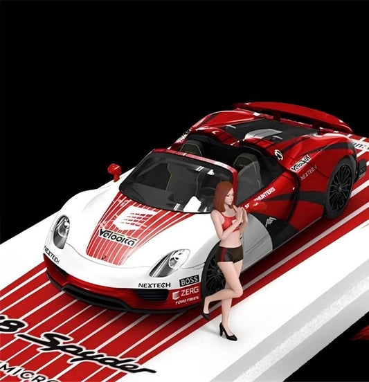 TimeMicro Porsche 918 Spyder Le Mans Red Livery w/ Doll Version Limited Edition 999PCS ONLY 1:64 car Pre-built Model view1