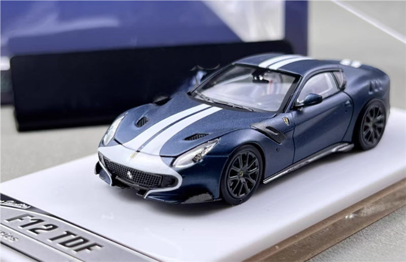 Stance Hunters Ferrari F12 TDF Supercar Limited Edition 499PCS ONLY Tour de France blue - white stripes 1:64 Car Pre-built Model view1