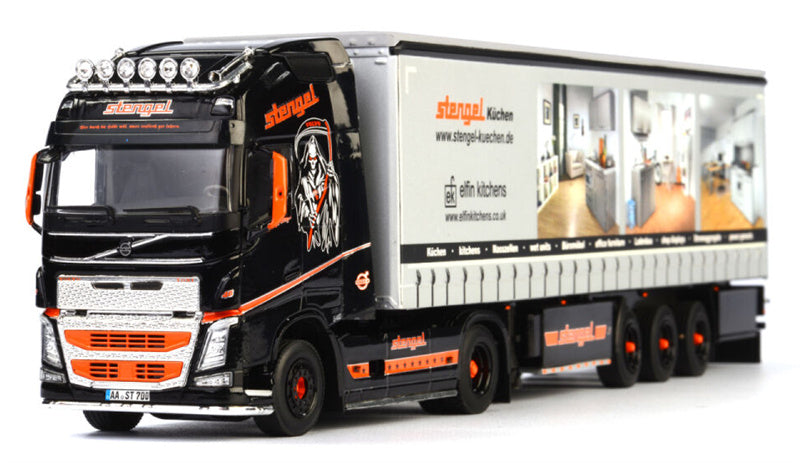 WSI VOLVO FH4 GLOBETROTTER 4X2 CURTAINSIDE TRAILER - 3 AXLE Stengel 1:50 Truck Pre-built Model