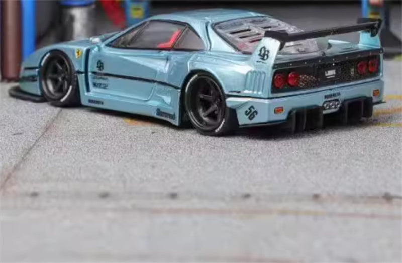 Star Model Ferrari F40 LB wide body Open back cover version Ice Blue - Exquisite Crystal Base 1:64 Car Pre-built Model view4