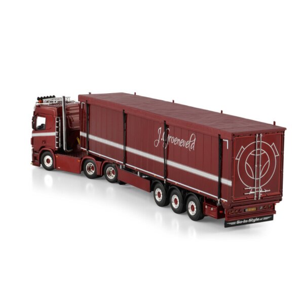 1:50 SCANIA J. GROENEVELD R CR20N 6X2 TRAILER 3 AXLE WSI Red Diecast Model