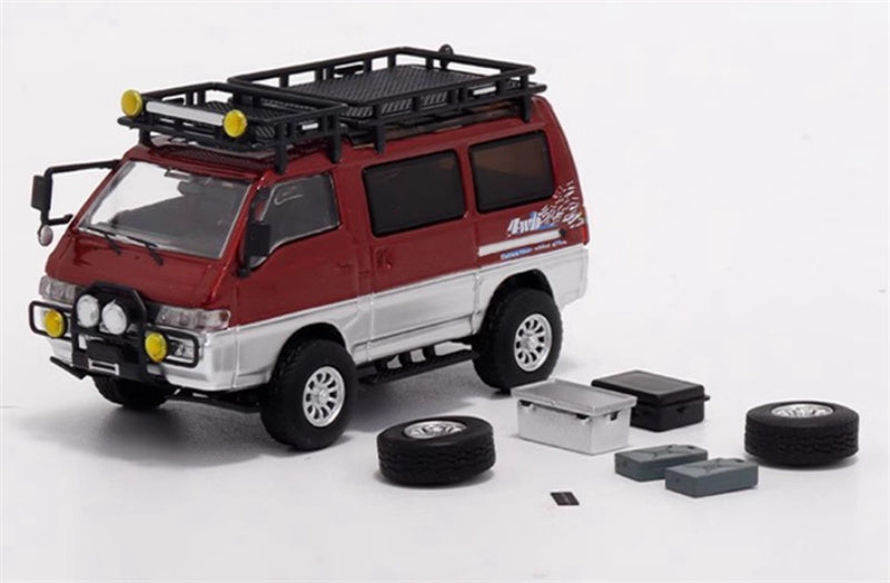 Autobots Models Mitsubishi Delica 3rd Generation Wagon 4X4 Off Road Modified Edition Original red silver 1:64 Car Pre-built Model view4