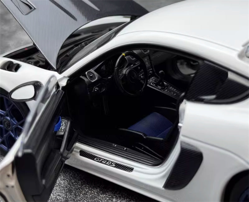 1:18 PORSCHE Cayman GT4 RS 2024 White carbon cover  Norev Hard top Tail Wing Edition DIECAST Car Model