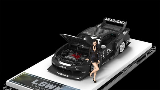 TIMEMICRO Nissan S15 LBWK wide body black 2 # w/ Figure Limited Edition 2000PCS ONLY 1:64 Car Pre-built Model view1