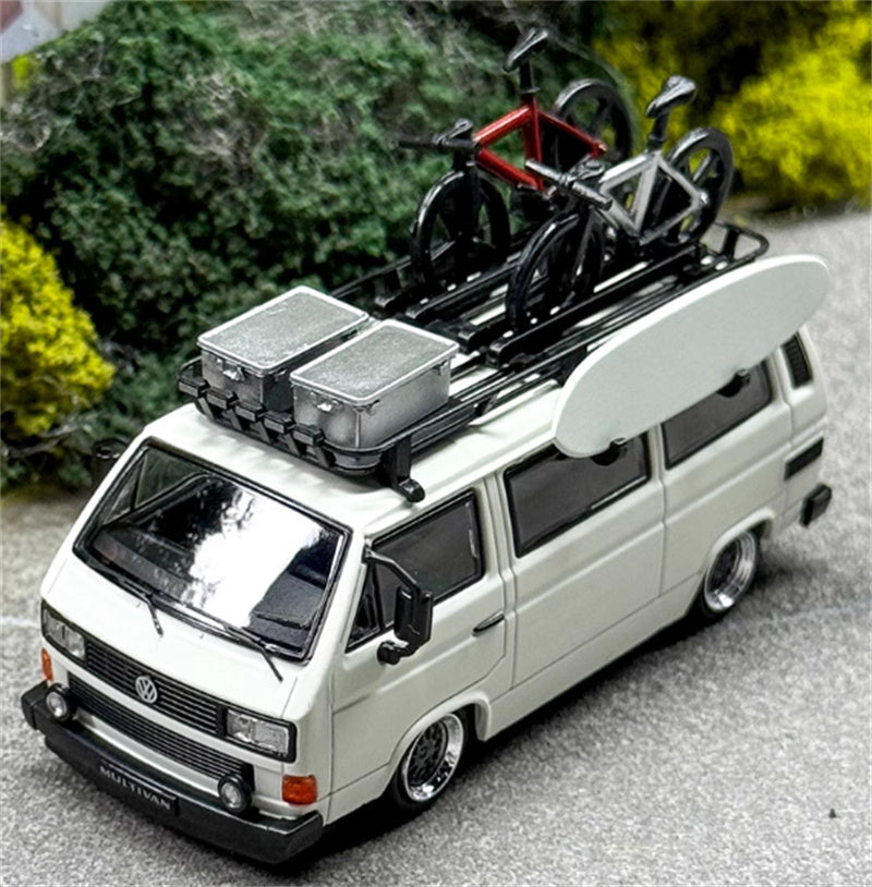 Mortal VW T3 Magway van BBS Lowered Version White - with Accessories 1:64 Car Pre-built Model view5