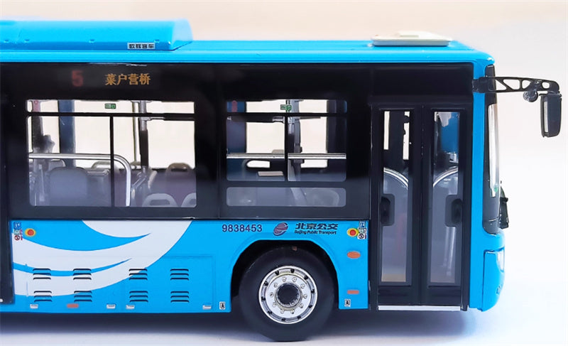 Beijing Public Transport Foton Ouhui New Energy BJ6160 5 routes Xiangyun Blue Articulated Bus 1:64 Bus Pre-built Model view12