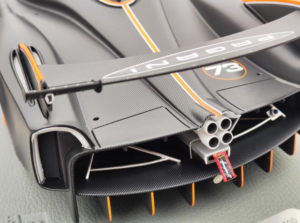 BBR MODELS Pagani Huayra R Limited Edition Matte Black Pirelli P Zero 1:18 Car Pre-built Model view5