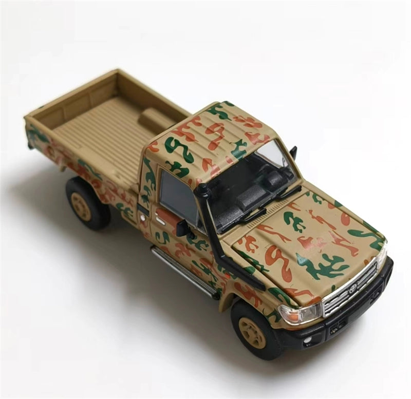 RHINO MODEL Toyota Land Cruiser LC79 Yellow Camo Pickup Truck Middle East Edition 1:64 Truck Pre-built Model view6