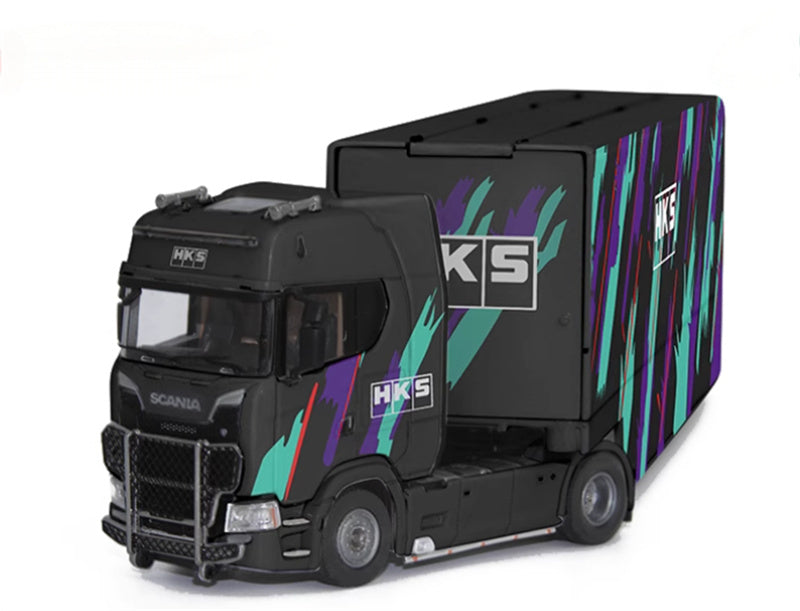 Star Model Scania S730 double decker transport vehicle Black HKS 1:64 Truck Pre-built Model