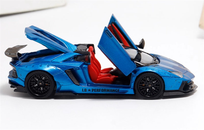 Rhino Model Lamborghini Aventador LP700-4 LBWK Convertible blue Limited Edition 666PCS ONLY 1:64 Car Pre-built Model view3