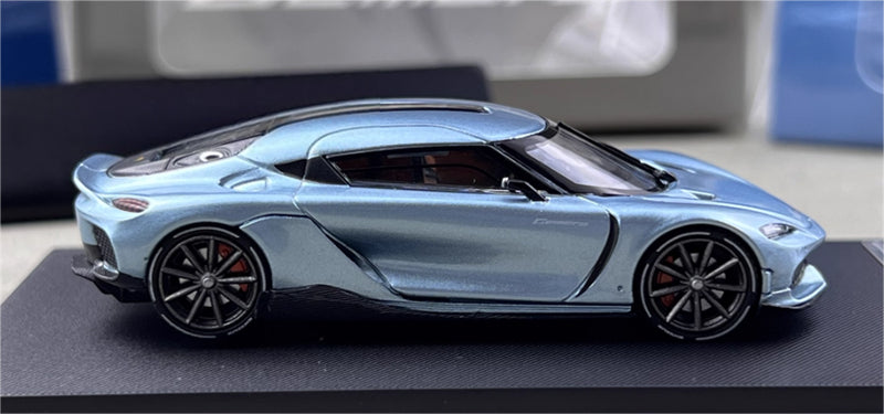 HKM Premium & BriScalemicro Koenigsegg Gemera Ice blue 1:64 Car Pre-built Model view4