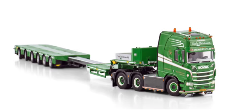 WSI  SCANIA R HIGHLINE CR20H 6X4 BROSHUIS SL 100 TONNER - 6 AXLE TAGE KRISTENSEN 1:50 DIECAST Car