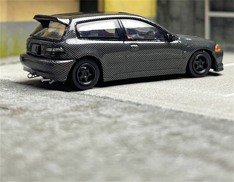 SW Honda Civic EG6 All carbon black Limited Edition 500PCS ONLY 1:64 Car Pre-built Model view4