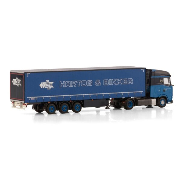 1:50 DAF HARTOG BIKKER XG 4X2 CURTAINSIDE TRAILER 3 AXLE WSI  Blue DIECAST Model