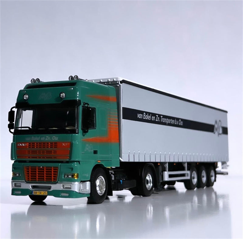 WSI DAF XF 95 SUPER SPACE CAB 4X2 CURTAINSIDE TRAILER - 3 AXLE VAN BAKEL 1/50 Truck Pre-built Model