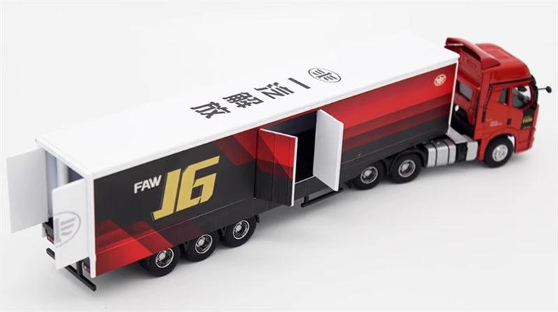FAW Jiefang J6 container truck Flame Red 1:64 Truck Pre-built Model