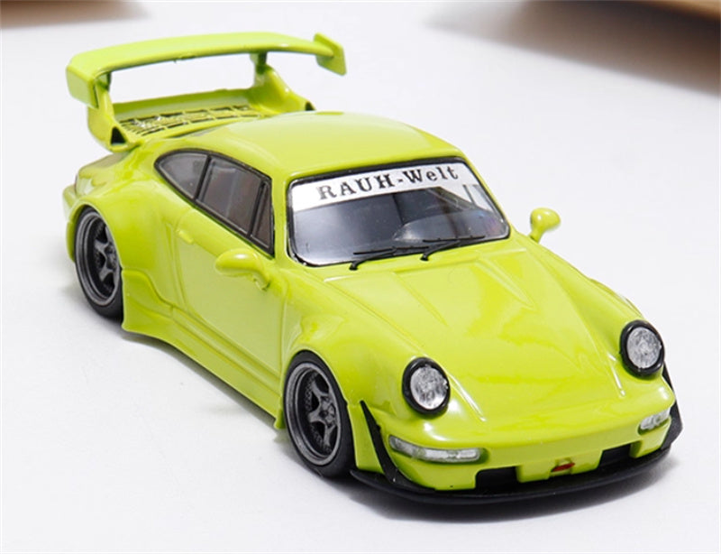 DECODE Porsche RWB 964 Acid Green RAUH - Welt 1:64 Car Pre-built Model view5