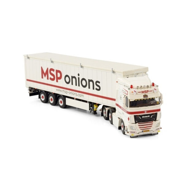 1:50 DAF MSP ONIONS MY2017 6X2 TRAILER / CARGO FLOOR 3 AXLE WSI  White Diecast Model