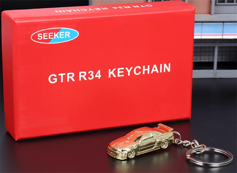 1:87 Nissan GTR34  gold plating  SEEKER  DIECAST Keychain Model