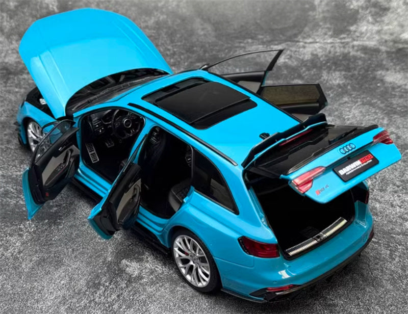 Kiloworks AUDI RS4 Avant Darwin Pro Flowing Blue 1:18 Car Pre-built Model