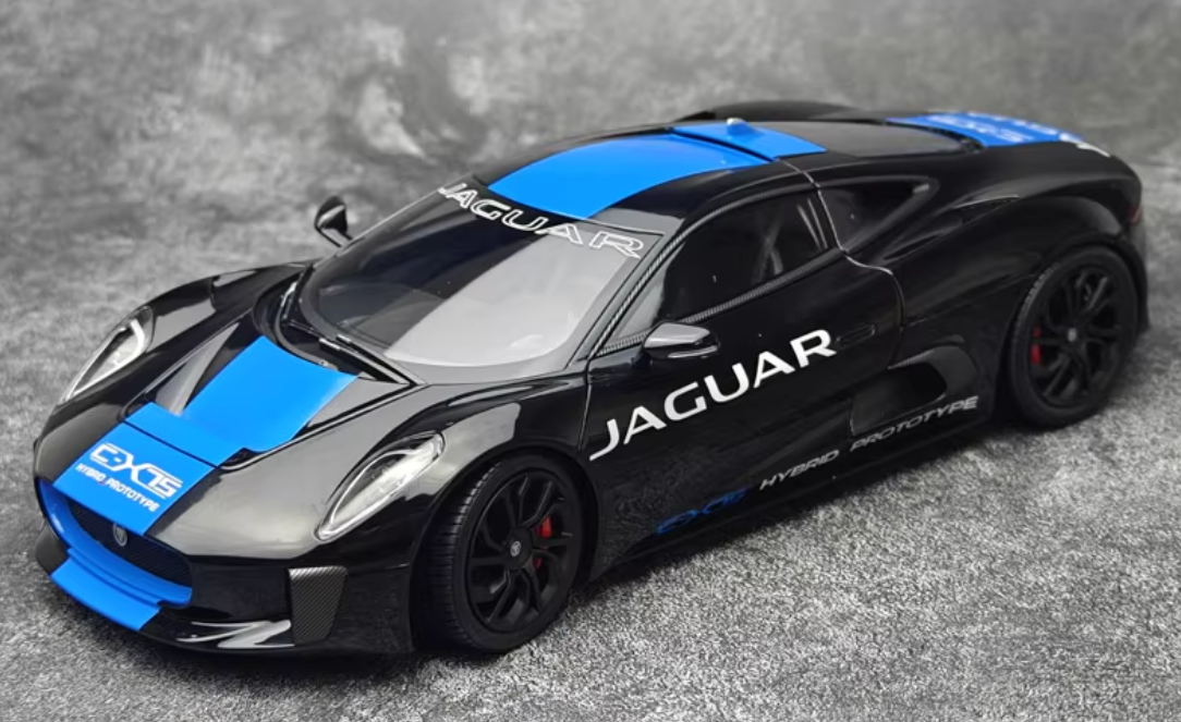Almost Real Jaguar C-X75 2015 black blue decal Hybrid Prototype 1:18 Car Pre-built Model view1