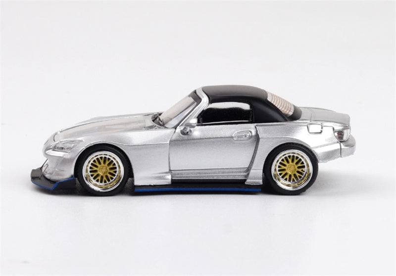 RHINO MODEL Honda S2000 Wide body Convertible Roadster Silver 1:64 car Pre-built Model view6