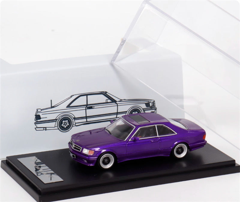 Rhino Model Mercedes Benz S-Class 560 SEC AMG W126 Purple 1:64 Car Pre-built Model view6